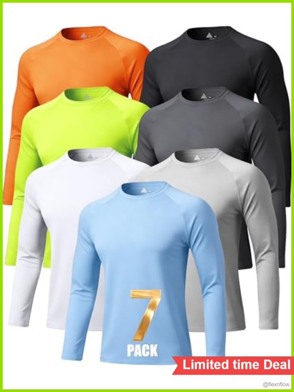 7 Pack Long Sleeve Rash Guard Shirts UPF 50+ Sun Protection